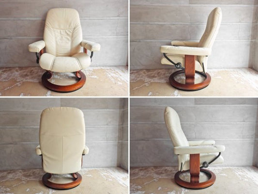 エコーネス EKORNES ディプロマット ストレスレスチェア stressless リクライニングチェア & オットマン レザー 北欧 ノルウェー 説明書付 ♪