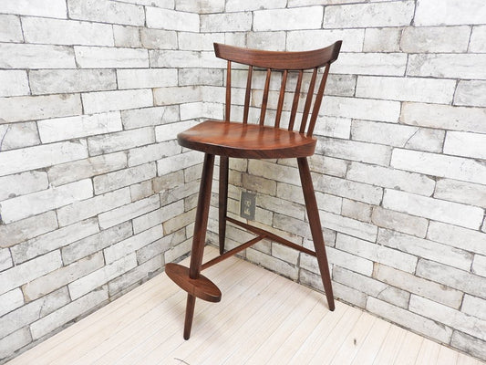 桜製作所 ミラチェアH MIRA CHAIR ジョージ・ナカシマ George Nakashima カウンターチェア ウォールナット無垢材 焼印入り ●