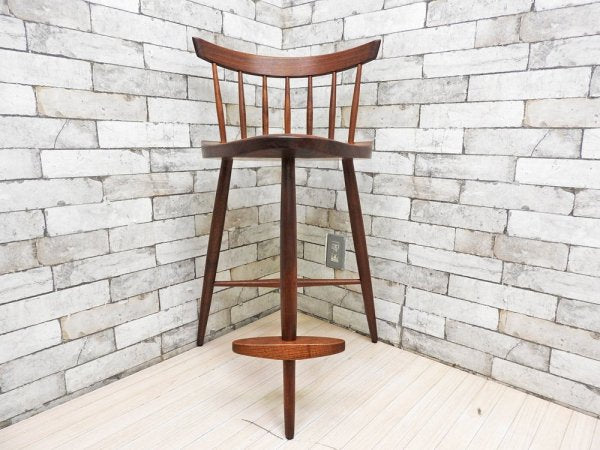 桜製作所 ミラチェアH MIRA CHAIR ジョージ・ナカシマ George Nakashima カウンターチェア ウォールナット無垢材 焼印入り ●