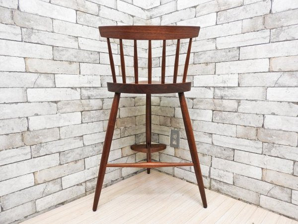 桜製作所 ミラチェアH MIRA CHAIR ジョージ・ナカシマ George Nakashima カウンターチェア ウォールナット無垢材 焼印入り ●