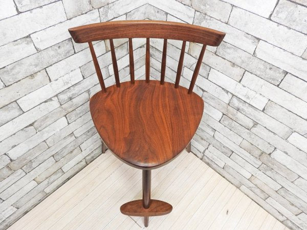 桜製作所 ミラチェアH MIRA CHAIR ジョージ・ナカシマ George Nakashima カウンターチェア ウォールナット無垢材 焼印入り ●