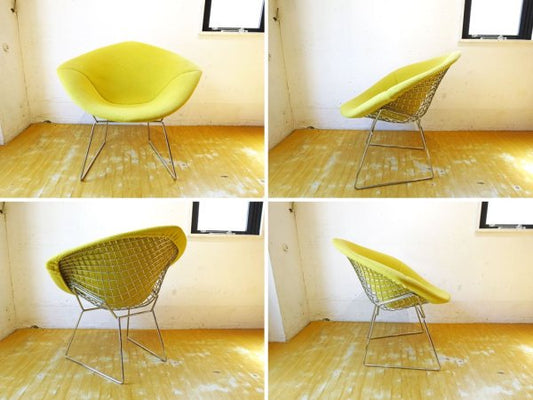 ノル Knoll ダイアモンドチェア Diamond Chair ハリー ベルトイア Harry Bertoia フルカバーリング イエロー ★