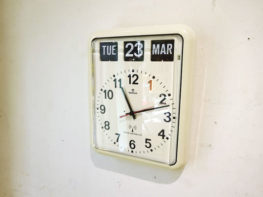 トゥエンコ TWEMCO 掛け時計 パタパタカレンダー時計 RC-12 ホワイト ラジオコントロール ウォールクロック 昭和レトロ ★