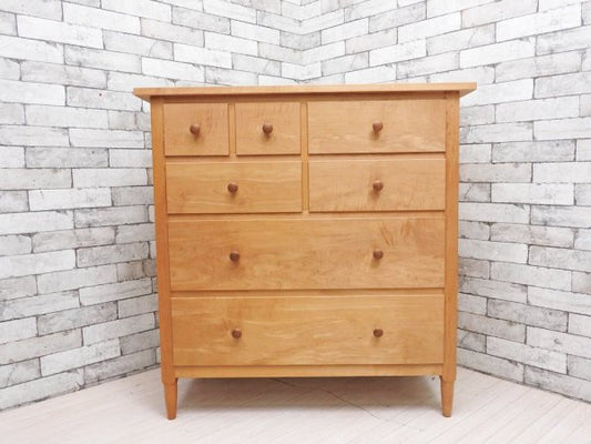 北の住まい設計社 KITANOSUMAISEKKEISHA チェスト 7 ドゥロワーズ Chest 7 Drawers 現行品 貴重エゾイタヤ使用 定価27.5万円 カントリー クラフト 収納家具 ●