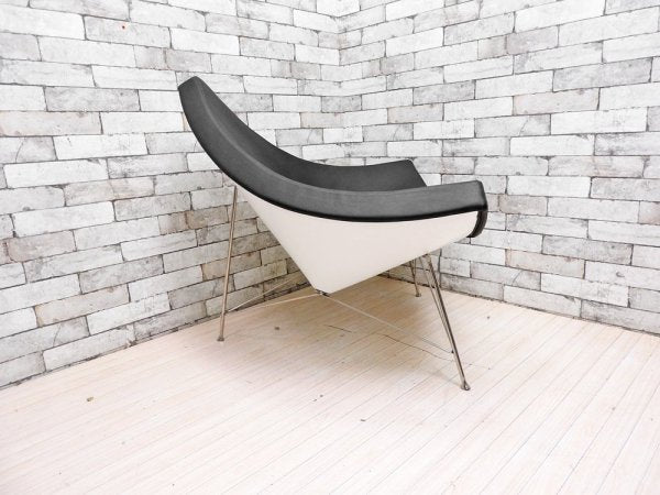 ジョージ・ネルソン Geoge Nelson ココナッツチェア Coconut Chair ブラック プロテインレザー × スチール ミッドセンチュリーデザイン リプロダクト品 ●