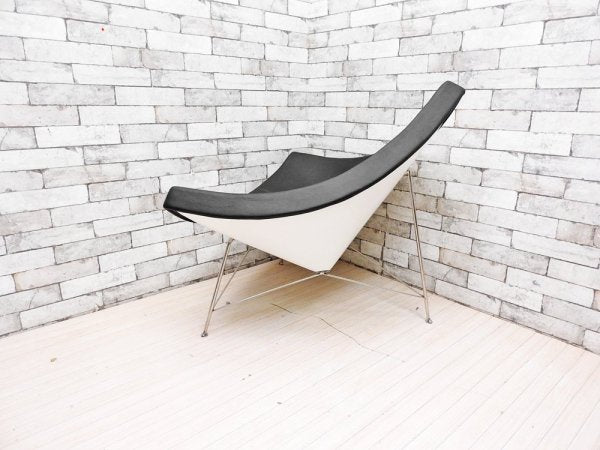 ジョージ・ネルソン Geoge Nelson ココナッツチェア Coconut Chair ブラック プロテインレザー × スチール ミッドセンチュリーデザイン リプロダクト品 ●