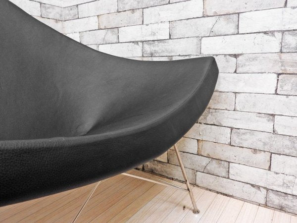 ジョージ・ネルソン Geoge Nelson ココナッツチェア Coconut Chair ブラック プロテインレザー × スチール ミッドセンチュリーデザイン リプロダクト品 ●