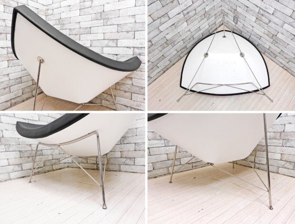 ジョージ・ネルソン Geoge Nelson ココナッツチェア Coconut Chair ブラック プロテインレザー × スチール ミッドセンチュリーデザイン リプロダクト品 ●