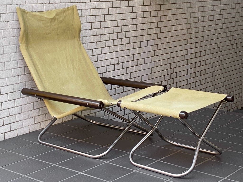ニーチェア エックス Ny chair X フォールディングチェア オリーブグリーン オットマン付き 新居猛 MoMA ■