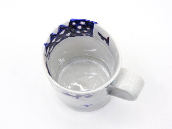 西山千代子 はりあわせの器 マグカップ 箱付 生石窯 砥部焼 現代作家 ●