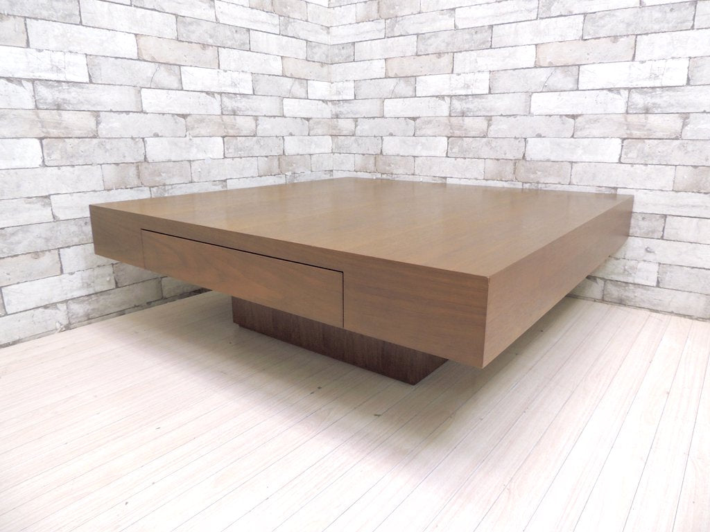 イデー IDEE デフォー De-foe スクエア ローテーブル SQUARE LOW TABLE ウォールナット 引き出し付 ●