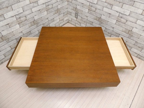 イデー IDEE デフォー De-foe スクエア ローテーブル SQUARE LOW TABLE ウォールナット 引き出し付 ●