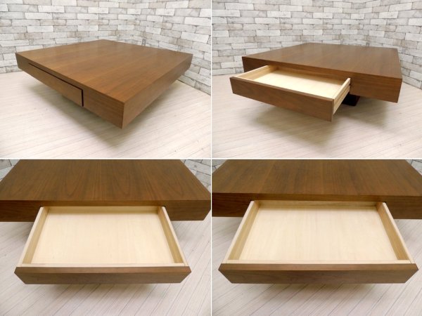 イデー IDEE デフォー De-foe スクエア ローテーブル SQUARE LOW TABLE ウォールナット 引き出し付 ●