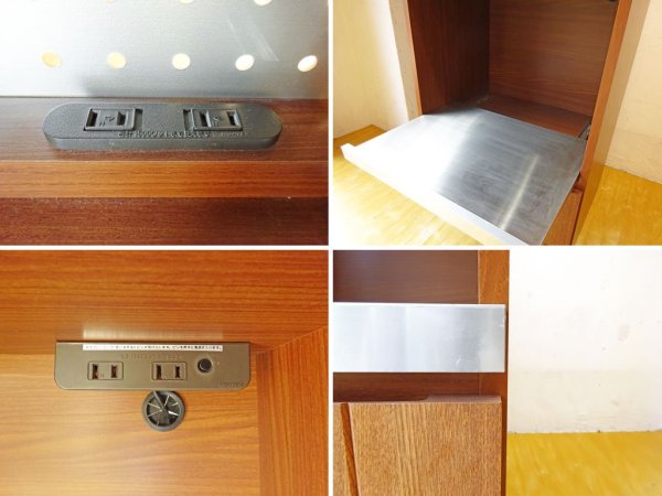 ウニコ unico ストラーダ STRADA オープンレンジボード ニレ材×ステンレス スライド棚 フリップアップドア 廃盤品 ★