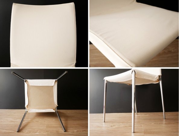 ザノッタ Zanotta リアチェア Lia Chair ダイニングチェア 2脚セット 布張り ホワイト ロベルト・バルビエリ イタリア ●