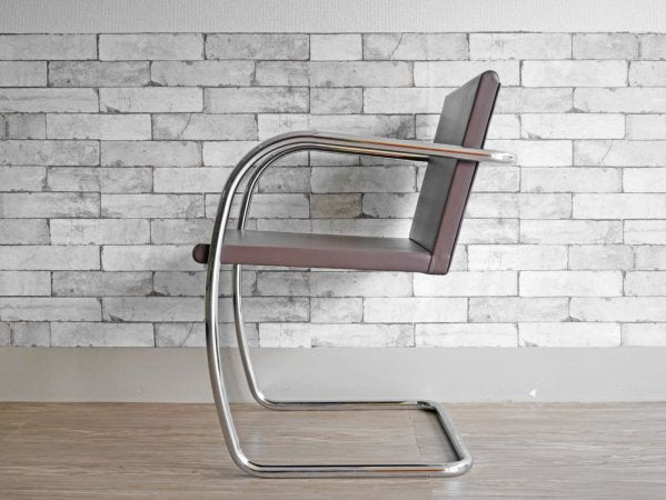 ノル knoll ブルーノ アームチェア チューブラー Brno Arm Chair Tubular ミースファンデルローエ 革張り カンチレバー 定価:約24万円 ●