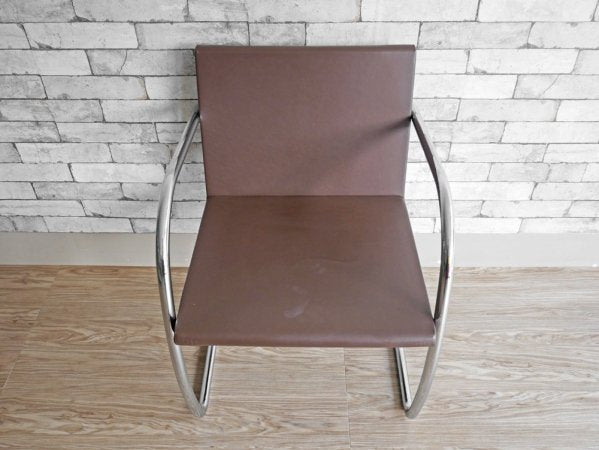 ノル knoll ブルーノ アームチェア チューブラー Brno Arm Chair Tubular ミースファンデルローエ 革張り カンチレバー 定価:約24万円 ●