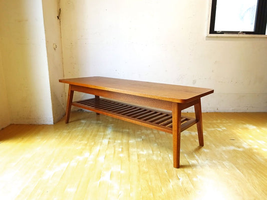 パシフィックファニチャーサービス PACIFIC FURNITURE SERVICE DH TEA TABLE WITH SHELF Lサイズ オーク材 ダークブラウン ★