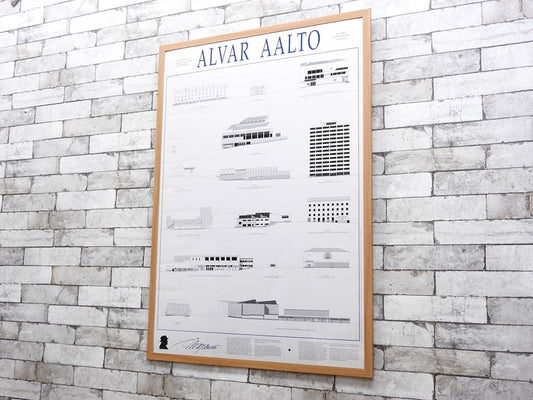 アルヴァ・アアルト Alvar Aalto アアルトデザイン 建築物 ポスター フィンランド 1995年印刷 入手困難 新品額装品 アート 芸術 ●