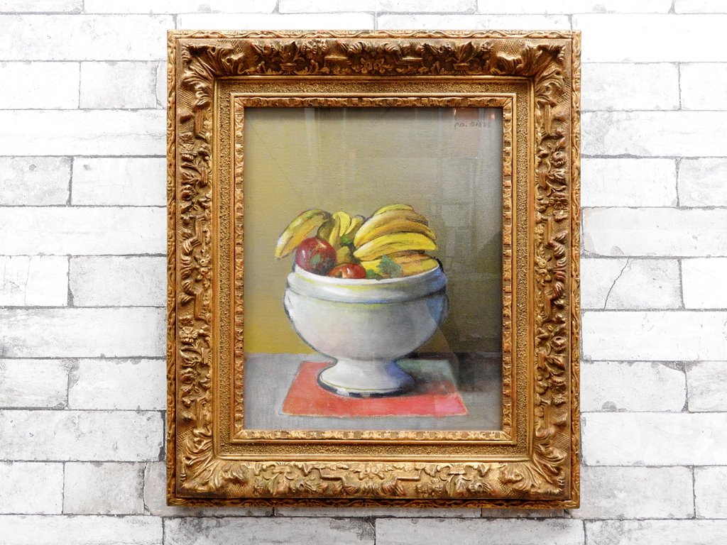 ピエール ドミニク ギス Pierre Dominique Giess スープ皿の果物 額装品 フランス 油絵 アート 
芸術 ●