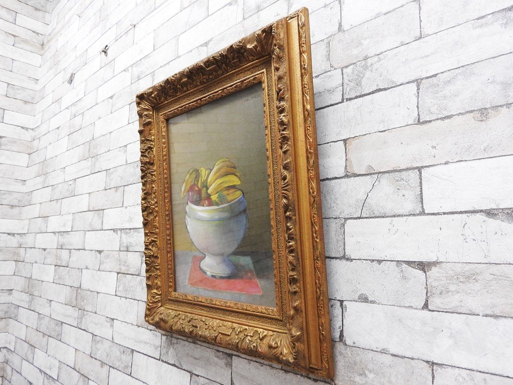 ピエール ドミニク ギス Pierre Dominique Giess スープ皿の果物 額装品 フランス 油絵 アート 
芸術 ●