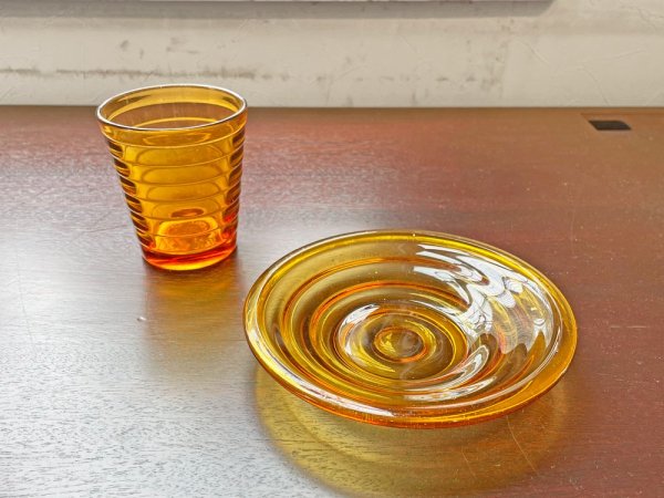 カルフラ KARHULA ボルゲブリック Bolgeblick グラス アンバー アイノ・アアルト AinoAalto イッタラ iittala 北欧ビンテージ ●