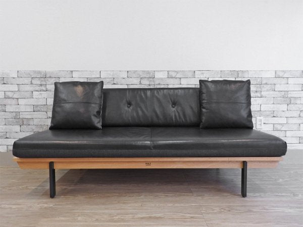 カーフ karf ホルツ ソファ Holz sofa スタイルA クッション2個付き 3Pソファ 本革 × ファブリック オーク材 定価約:465,000- ●