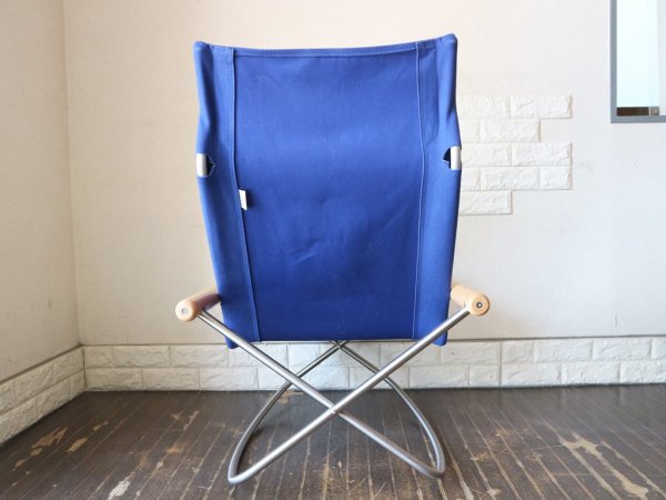 ニーチェア エックス Ny chair X rockingフォールディングチェア  ロッキング ブルー オットマン付き 新居猛 MoMA ◎