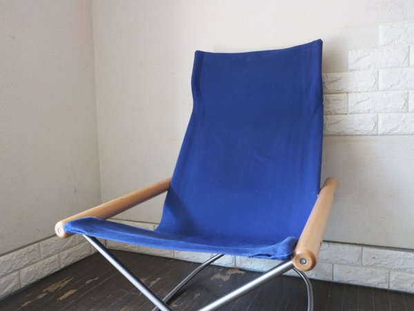 ニーチェア エックス Ny chair X rockingフォールディングチェア  ロッキング ブルー オットマン付き 新居猛 MoMA ◎