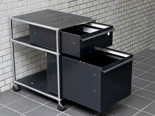 USMエムハラー USM Haller モジュラーファニチャー Modular Furniture ハラーシステム ロールボーイ デスクワゴン グラファイトブラック ■