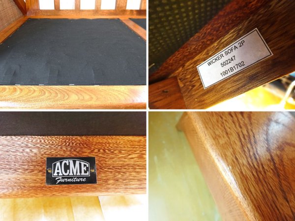 アクメファニチャー ACME Furniture ウィッカー 2シーターソファ WICKER SOFA ウッド×ラタン 西海岸スタイル 定価\129,800 ★