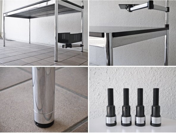 USMハラー USM Haller モジュラーファニチャー Modular Furniture ハラーテーブル W150cm CPUホルダー スイングアーム 高さ調整リング付き ブラックウッド天板 ◇