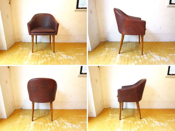 トラックファニチャー TRUCK Furnitre BT チェア BT Chair レザー Leather 楢無垢材レッグ オーク材 美品 定価15.7万円★