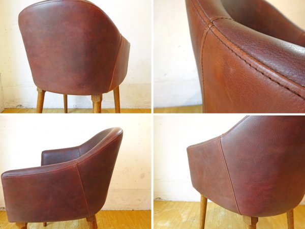 トラックファニチャー TRUCK Furnitre BT チェア BT Chair レザー Leather 楢無垢材レッグ オーク材 美品 定価15.7万円★