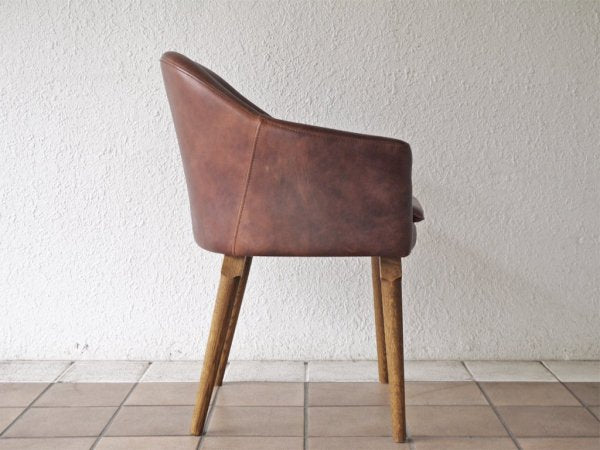 トラックファニチャー TRUCK FURNITURE BTチェア BT CHAIR LEATHER ビターブラウン アームチェア ナラ無垢材 定価￥157,300- ◇