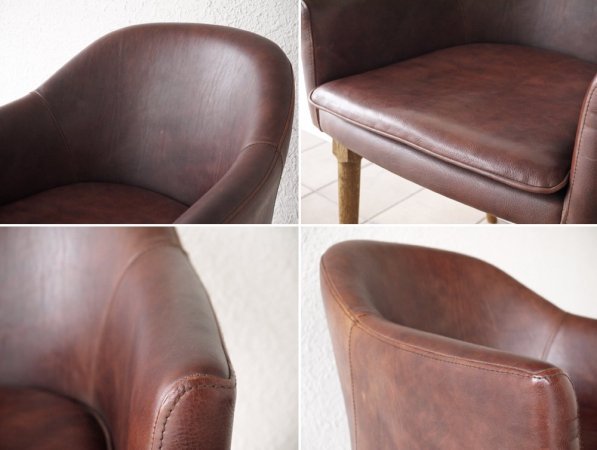 トラックファニチャー TRUCK FURNITURE BTチェア BT CHAIR LEATHER ビターブラウン アームチェア ナラ無垢材 定価￥157,300- ◇