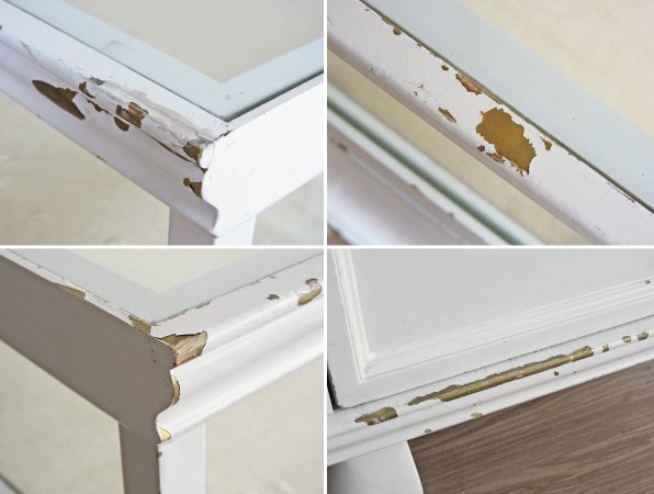 ヨーロピアンアンティークスタイル European Antique Style ガラスショーケース ディスプレイケース ホワイトペイント 猫脚 H88cm 店舗什器 シャビーシック ●