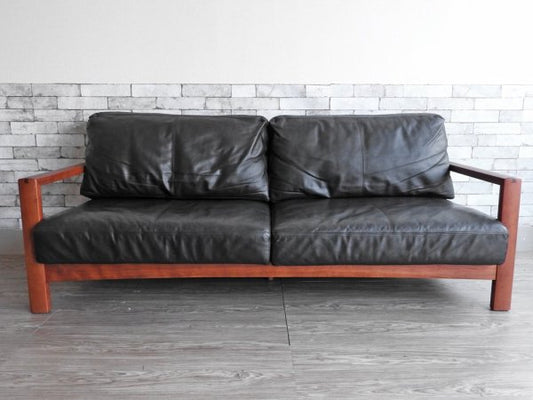 アクタス ACTUS ボスコ A-BOSCO 3S SOFA 3Pソファ チェリー無垢材 レザー 定価約25万円 ●