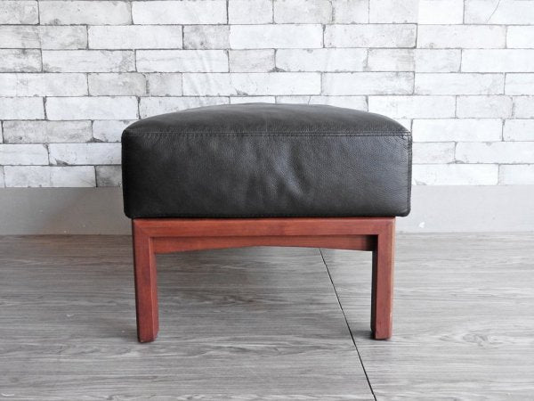 アクタス ACTUS ボスコ A-BOSCO OTTOMAN オットマン チェリー無垢材 レザー 定価約6万円 ●