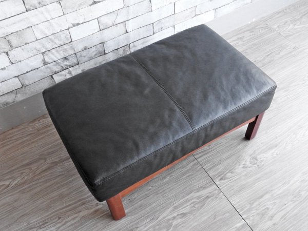 アクタス ACTUS ボスコ A-BOSCO OTTOMAN オットマン チェリー無垢材 レザー 定価約6万円 ●