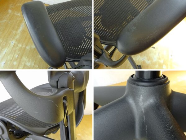 ハーマンミラー Herman Miller アーロンチェア Aeron Chair Bサイズ ランバーサポート フル装備 クラシックカーボン グラファイトベース デスクチェア★