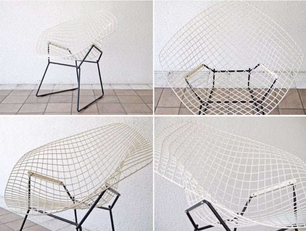 ノル Knoll ビンテージ ダイヤモンドチェア Diamond Chair フルカバーリング PVCレザー イエロー ハリー ベルトイア Harry Bertoia ミッドセンチュリー 名作 ◇