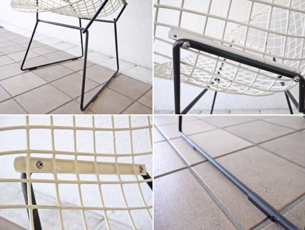 ノル Knoll ビンテージ ダイヤモンドチェア Diamond Chair フルカバーリング PVCレザー イエロー ハリー ベルトイア Harry Bertoia ミッドセンチュリー 名作 ◇