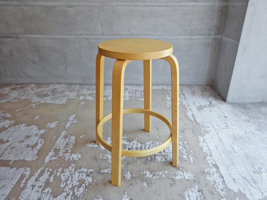 アルテック artek 64 ハイスツール 65cm バーチ材 ナチュラル ラッカー塗装 アルヴァ・アアルト Alvar Aalto 現行品 北欧家具 定価￥70,400 ♪