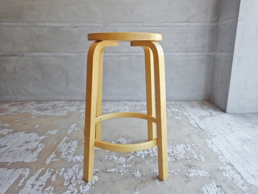 アルテック artek 64 ハイスツール 65cm バーチ材 ナチュラル ラッカー塗装 アルヴァ・アアルト Alvar Aalto 現行品 北欧家具 定価￥70,400 ♪