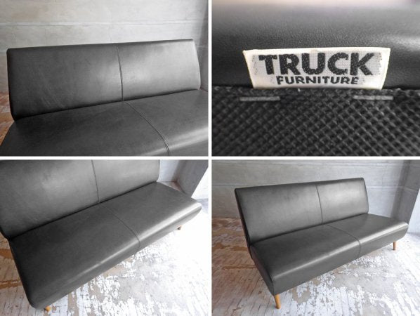 トラックファニチャー TRUCK FURNITURE ナップ ソファ 2シーター NAP SOFA  ナラ無垢材 本革 ブラック ♪