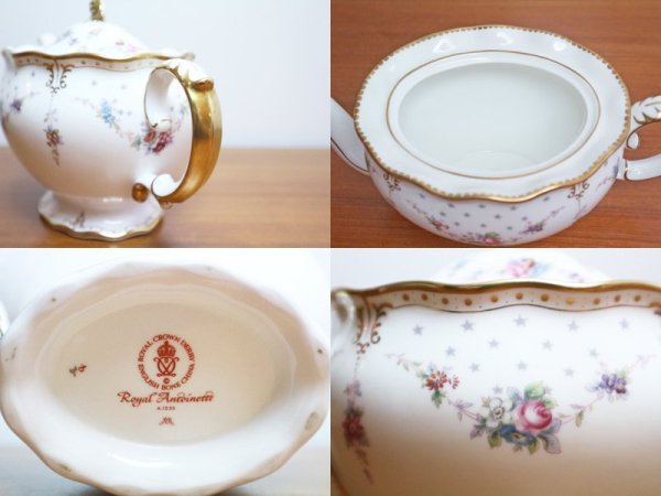 ロイヤルクラウンダービー Royal Crown Derby ロイヤルアントワネット  Royal Antoinette ティーポット 900ｍｌ 英国 名窯 参考価格約１６万円 ◎