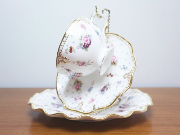 ロイヤルクラウンダービー Royal Crown Derby ロイヤルアントワネット  Royal Antoinette トリオ C&S プレート 参考価格約6.5万円 B ◎