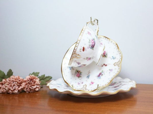 ロイヤルクラウンダービー Royal Crown Derby ロイヤルアントワネット  Royal Antoinette トリオ C&S プレート 参考価格約6.5万円 A ◎