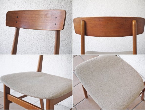 北欧 ビンテージ Scandinavian Vintage ダイニングチェア チーク材 ファブリックシート 北欧家具 A ◇